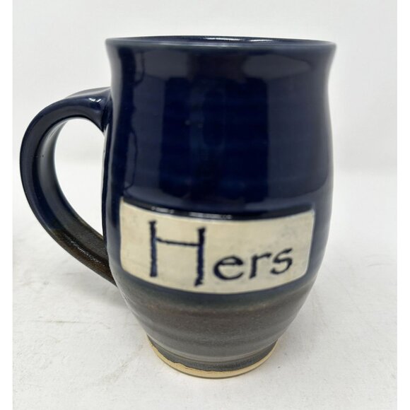 STUDIO POTTERY ANGELA GRAHAM SIGNED Set of 2 HIS & HERS Ceramic Mugs Handmade - Picture 9 of 10